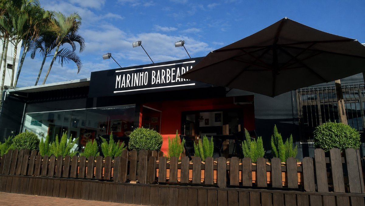 Fachada da Marinho Barbearia em Blumenau